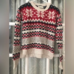 Abercrombie & Fitch XS women red cream Christmasy Fair Isle winter cozy sweater